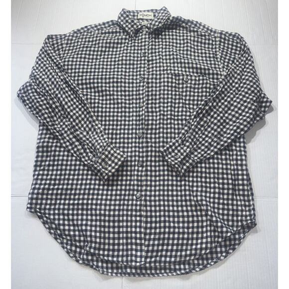 Punch Other - Vintage Punch Tartan Plaid Shirt Size M Black/White Left Breast Pocket